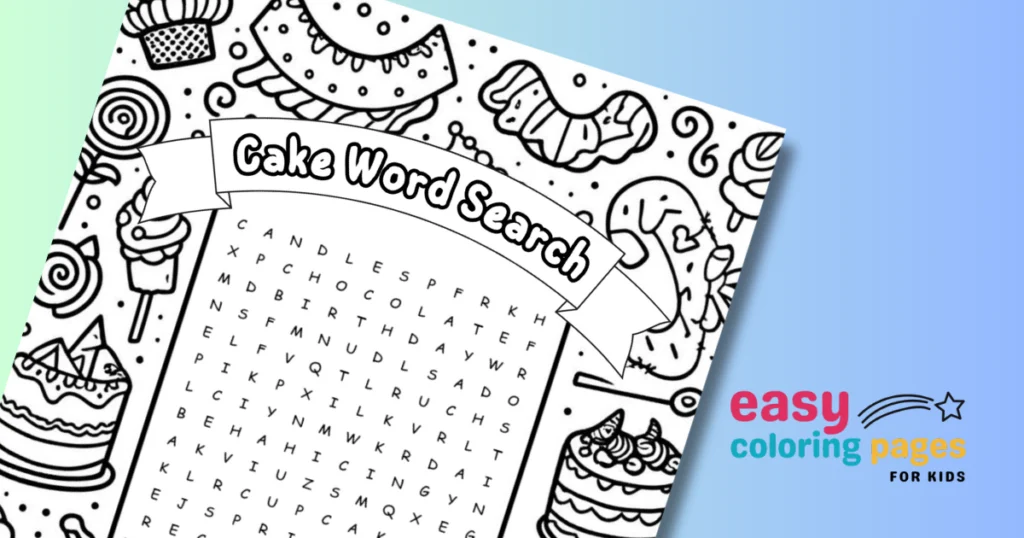 free printable cake word search