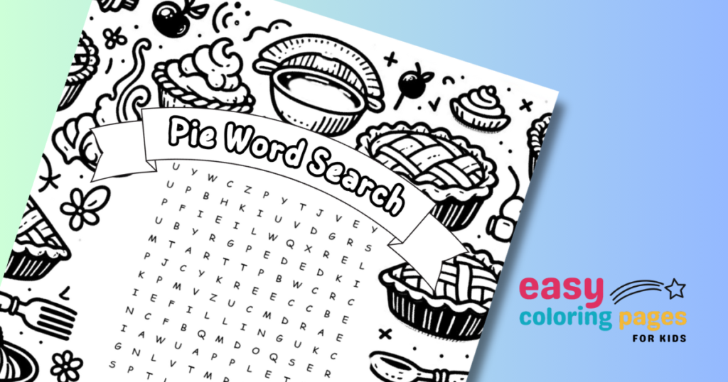 free printable pie word search