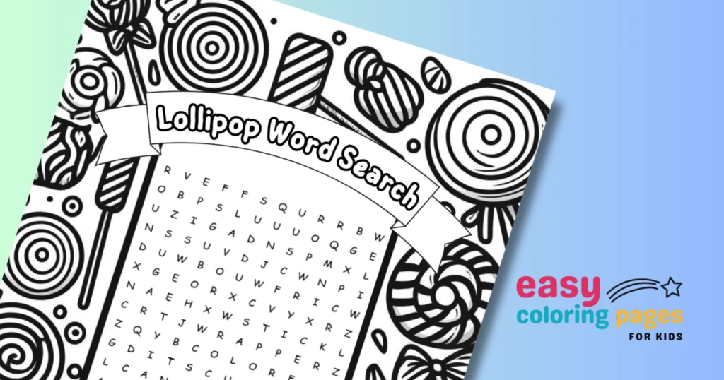 free printable lollipop word search