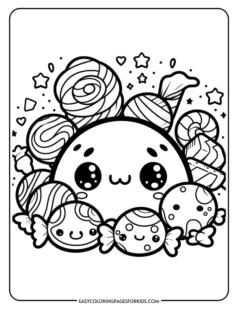 Vibrant coloring pages for candy art