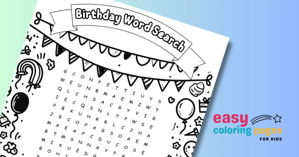 free printable birthday word search for kids