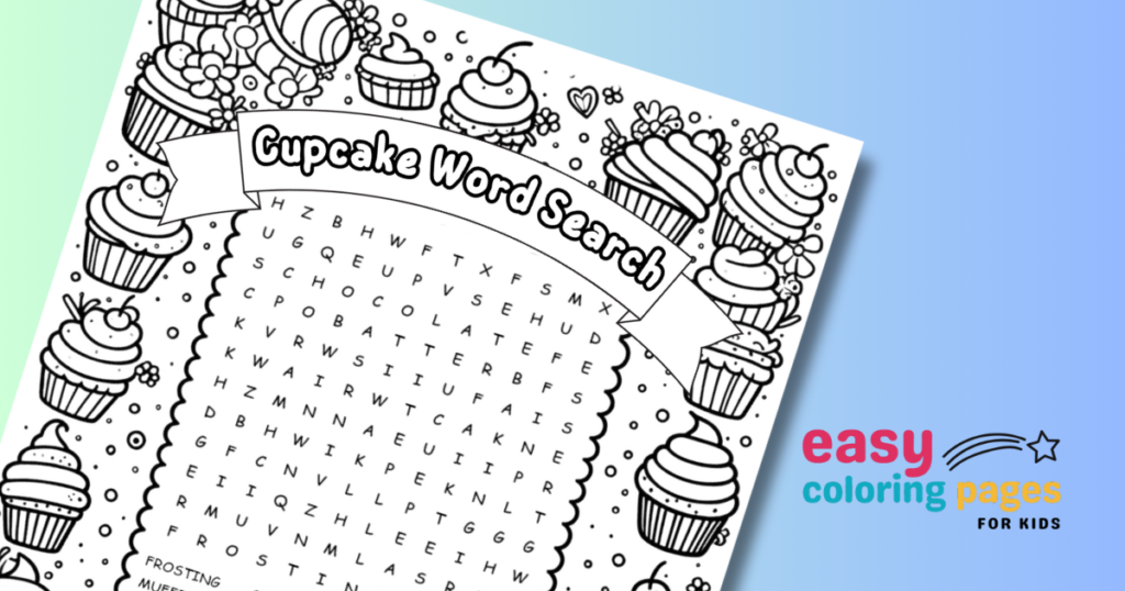 free printable cupcake word search