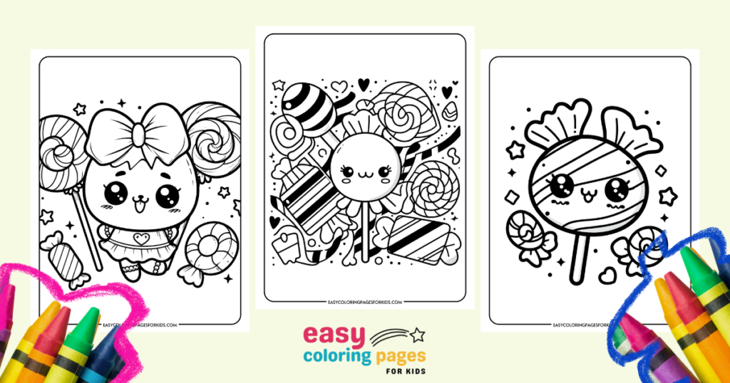 Sweet candy coloring pages delights