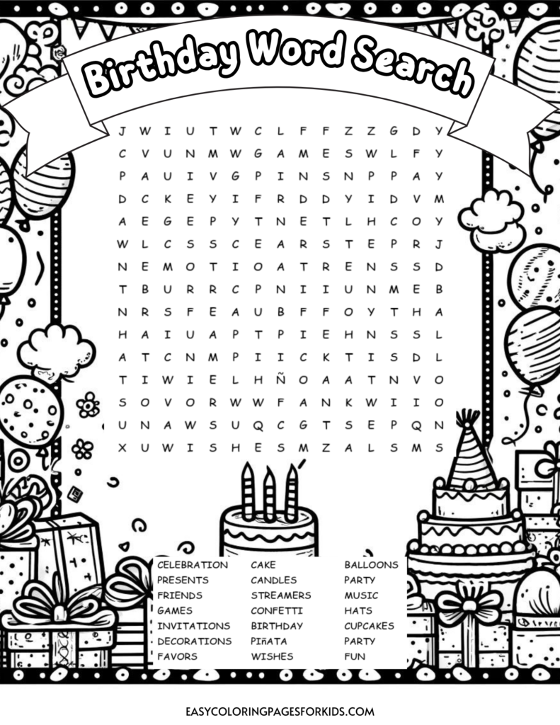 birthday word search