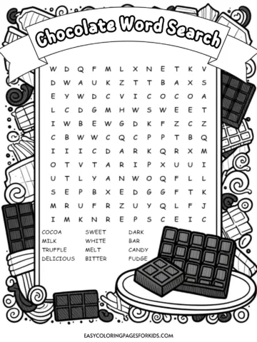 chocolate word search