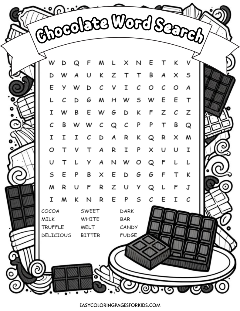 chocolate word search