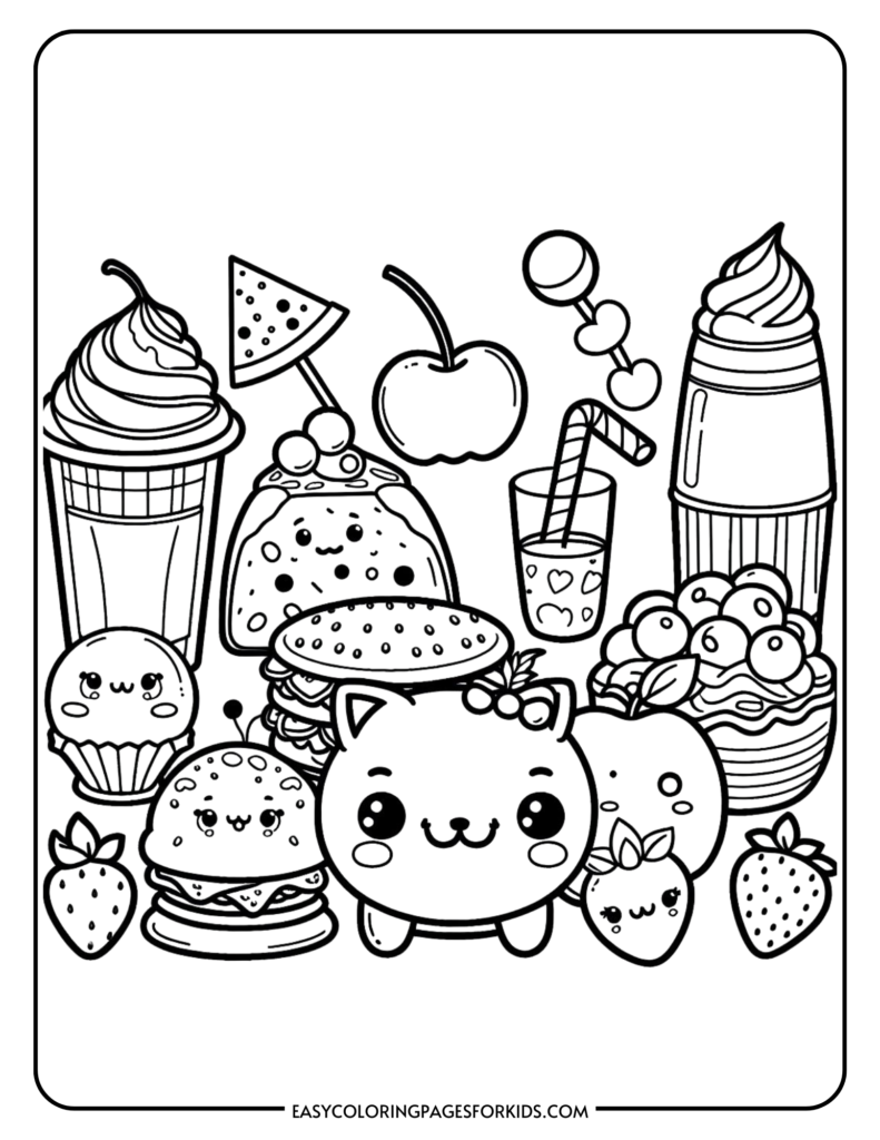 Free Printable Cute Food Coloring Pages for Kids - Easy Coloring Pages ...