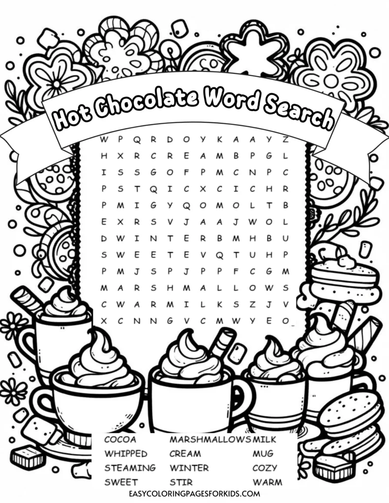 hot chocolate word search