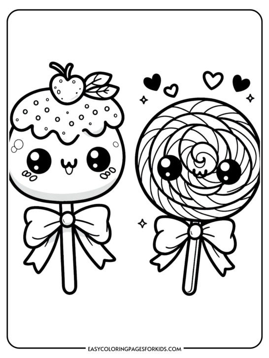 Free Printable Lollipop Coloring Pages (4 PDF Pages)