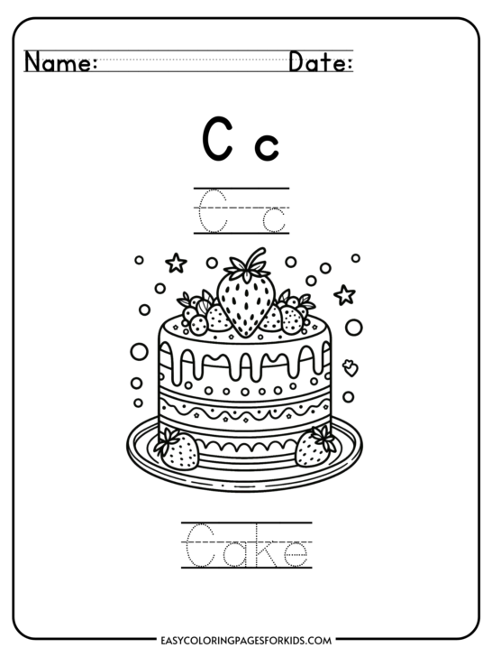 Free Cake Worksheets for Kids