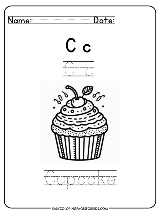 Free Cupcake Worksheets for Kids