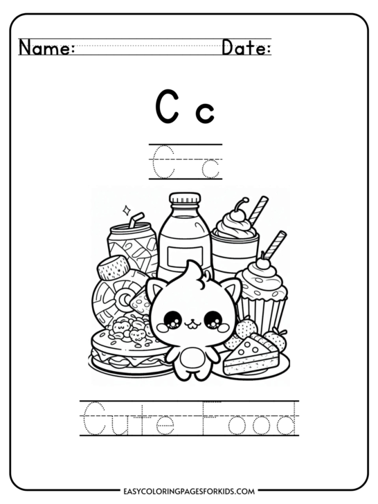 Cute Food Worksheets For Kids