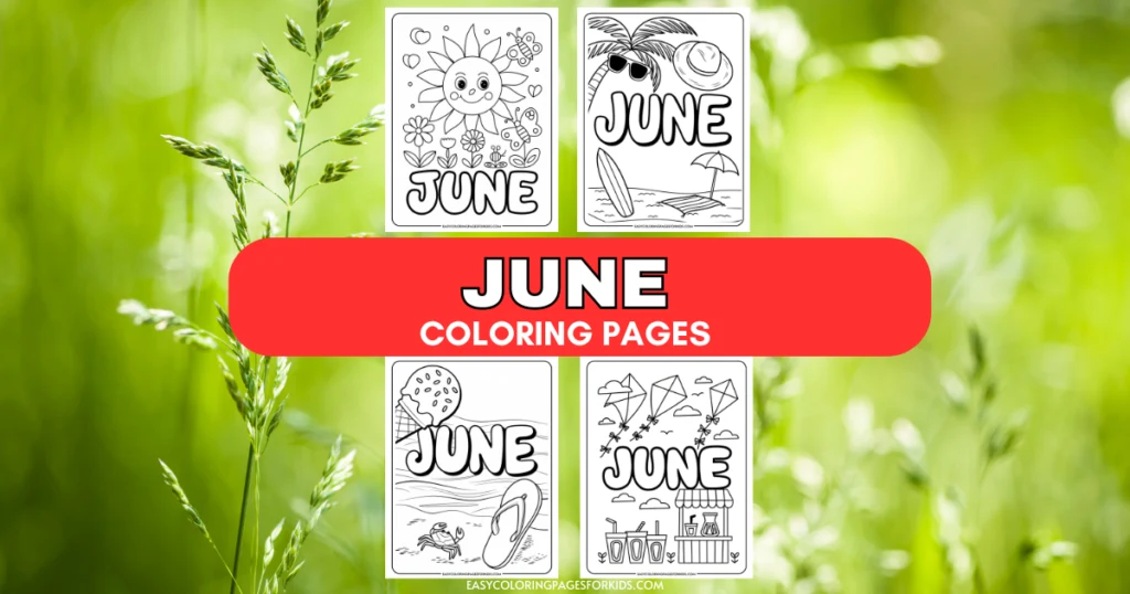 Coloring pages for June featuring summer themes such as sunshine, beach activities, and outdoor fun. Ideal for kids to enhance creativity and celebrate the month of June.