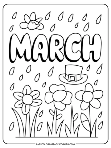 Black and white coloring page featuring the word 