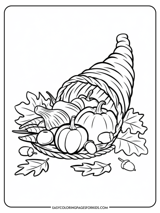 Cornucopia Coloring Pages (4 Free Printable Pages)