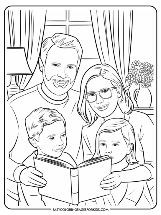 Family Gathering Coloring Pages (4 Free Printable Pages)