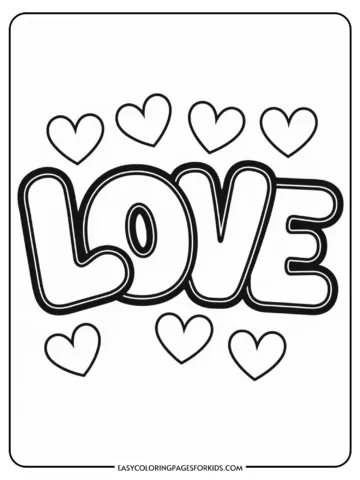 Coloring page featuring the word 