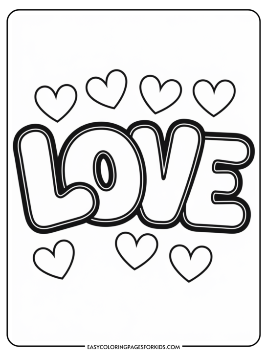 Love In Bubble Letters (7 Free Printable Pages)