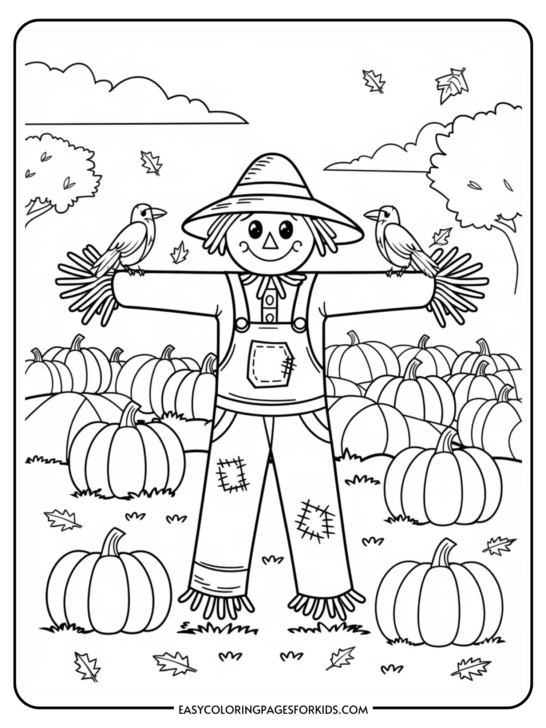 Scarecrow Coloring Pages (4 Free Printable Pages)