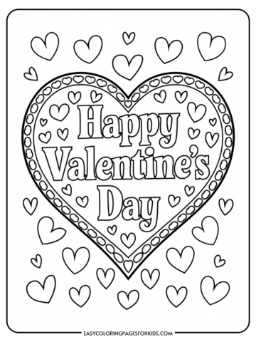 Black and white coloring page featuring the text 