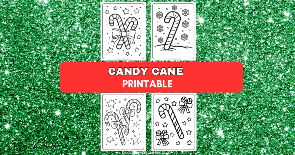 Coloring page featuring candy cane designs with festive decorations, available as a printable resource for holiday activities. Ideal for children’s crafts and seasonal fun.