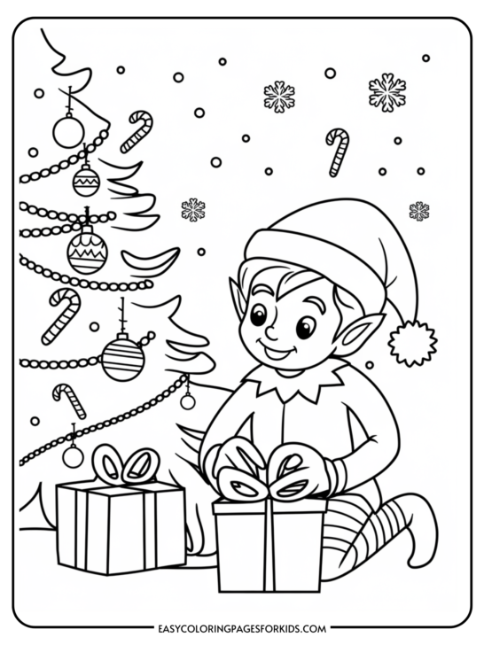 Christmas Elves Coloring Pages (7 Free Printable Pages)