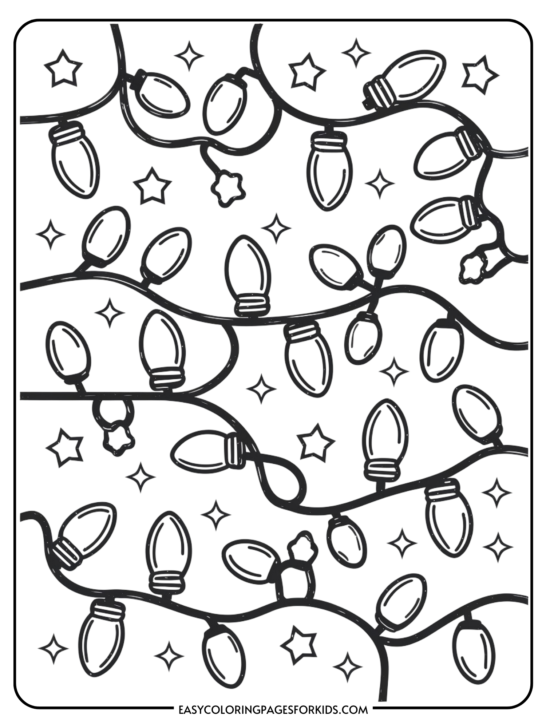 Christmas Lights Coloring Pages (9 Free Printable Pages)