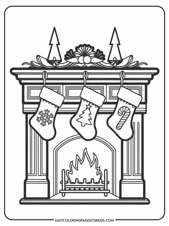 Fireplace Coloring Pages (5 Free Printable Pages)