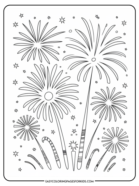 Fireworks Coloring Pages (5 Free Printable Pages)