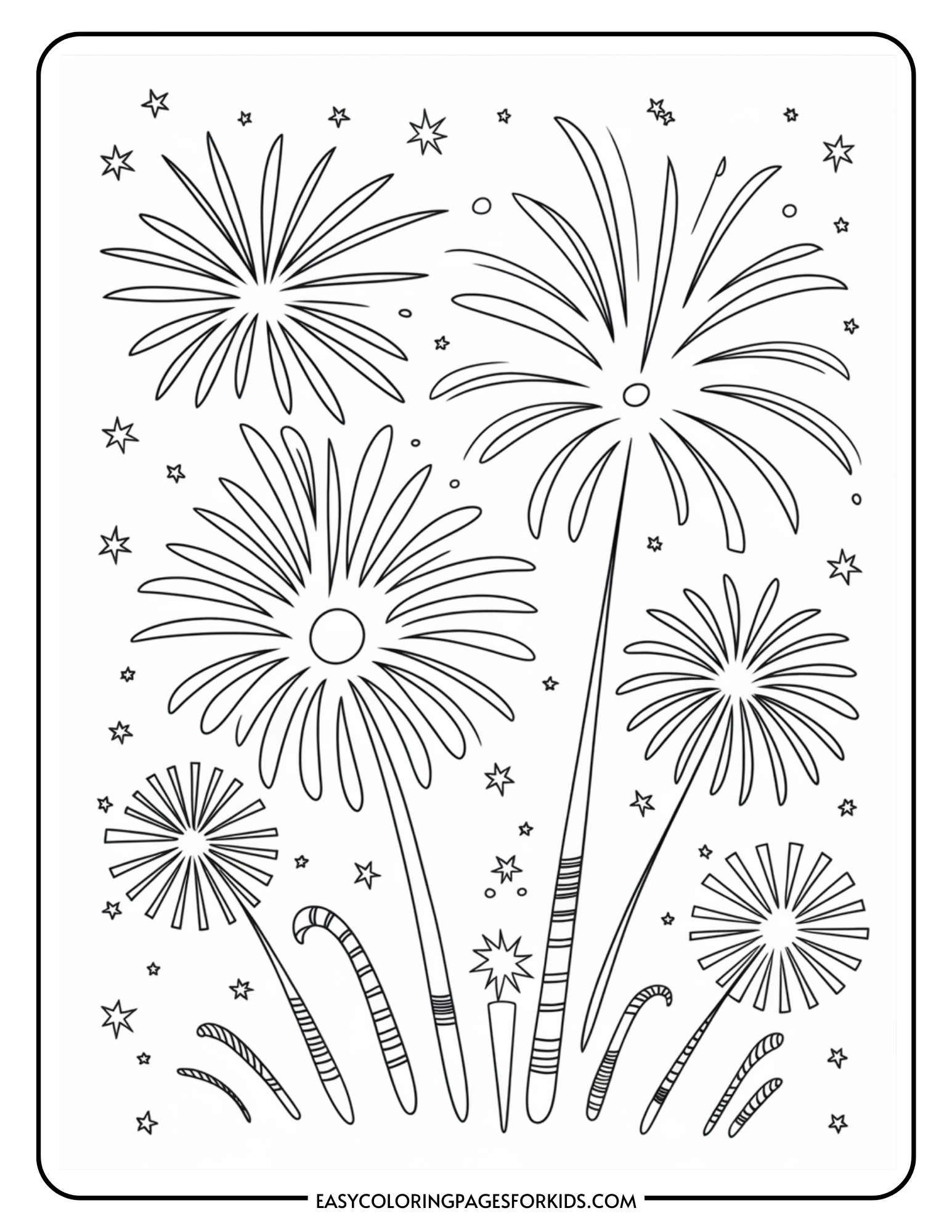 Fireworks Coloring Pages (5 Free Printable Pages) - Easy Coloring Pages ...