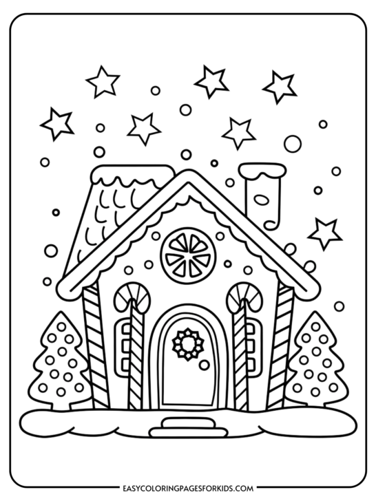 Gingerbread House Coloring Pages (7 Free Printable Pages)