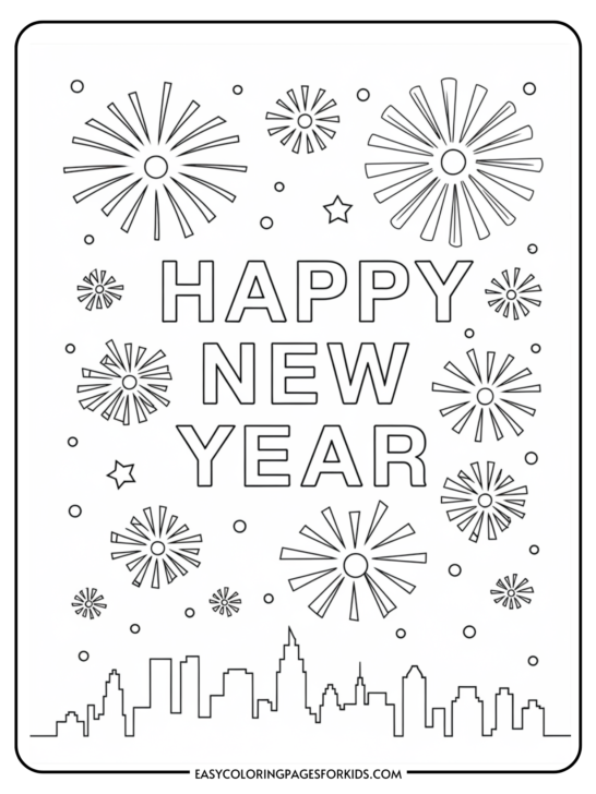 Happy New Year Coloring Pages (4 Free Printable Pages)