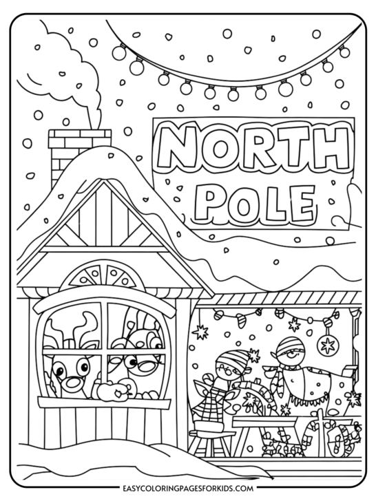 North Pole Coloring Page (5 Free Printable Pages)