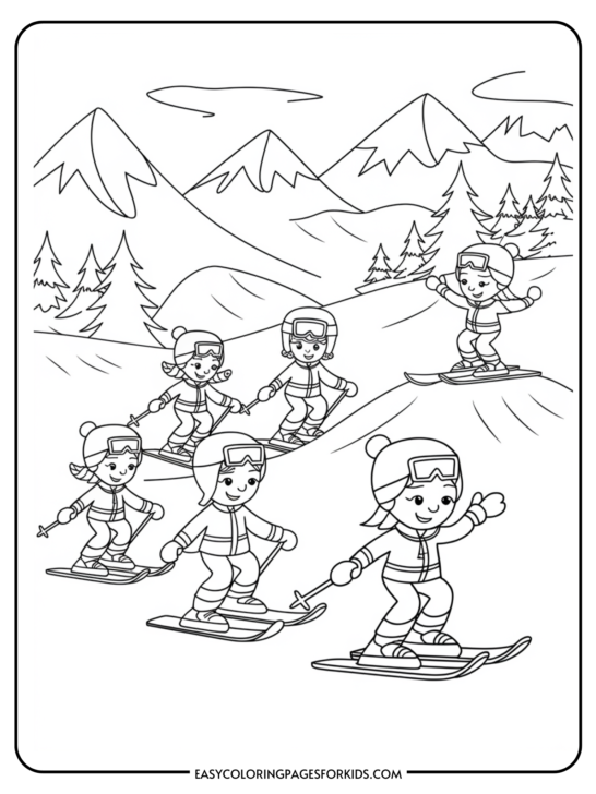 Skiing Coloring Pages (4 Free Printable Pages)