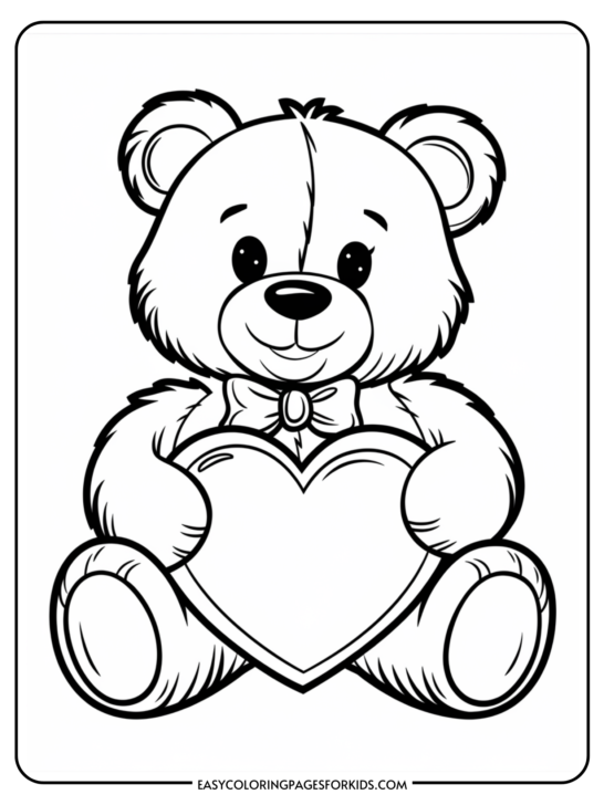 Valentine’s Day Teddy Bear Coloring Page (7 Free Printable Pages)