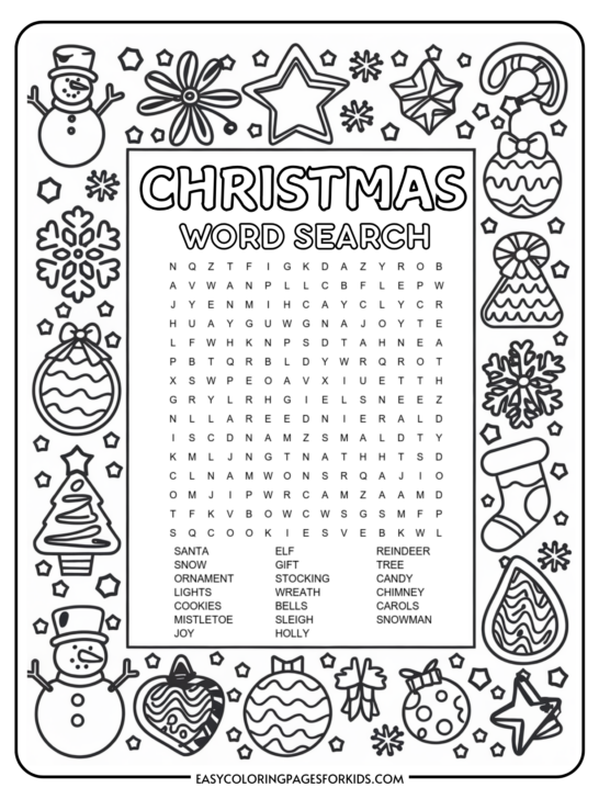 Free Printable Christmas Word Search (2 Free PDF Pages)