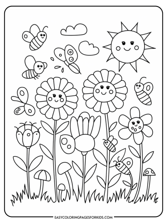 Easy Garden Coloring Pages (10 Free Printable PDF Pages)