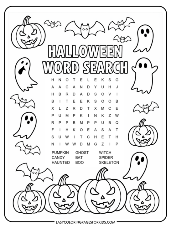 Free Printable Halloween Word Search (2 Free PDF Pages)