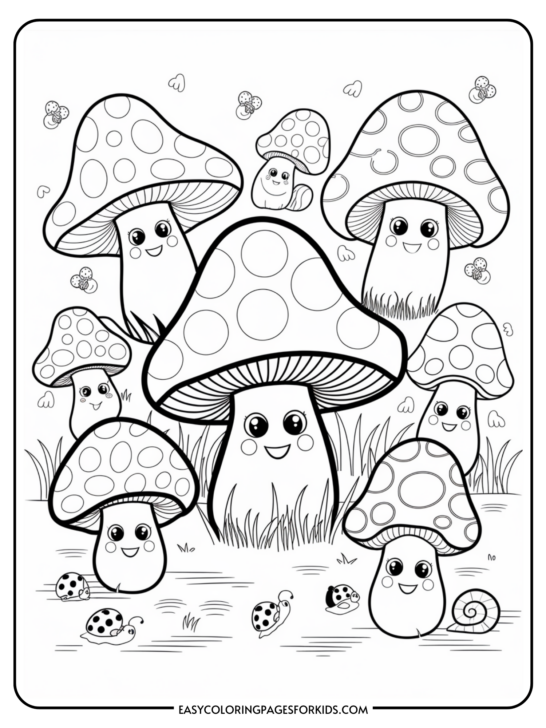 Cute Mushroom Coloring Pages (8 Free Printable PDF Pages)