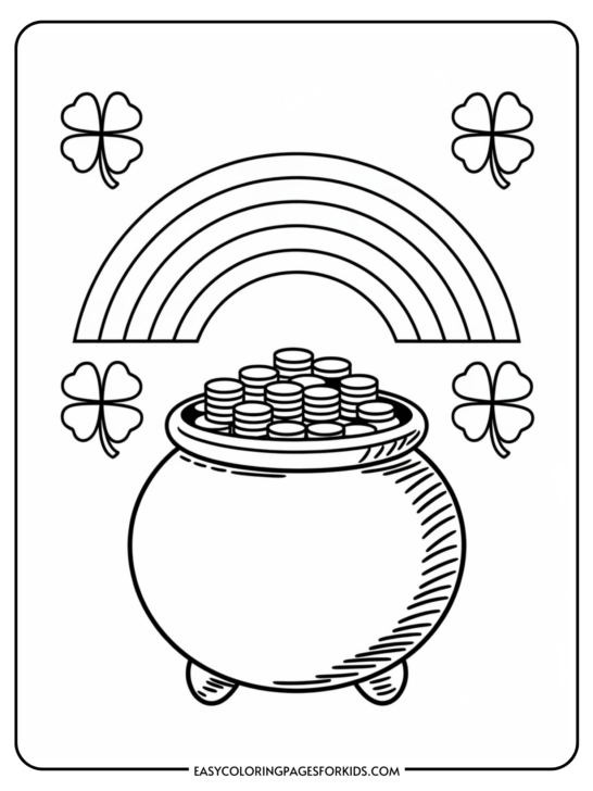 Pot of Gold Coloring Pages Printable (10 Free PDF Pages)