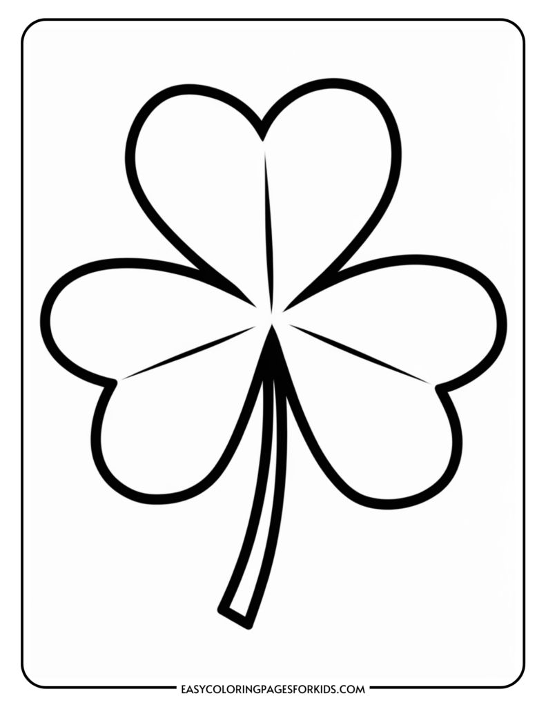 Black and white outline of a three-leaf clover with a bold, thick border on a plain background.