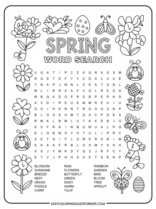 Free Printable Spring Word Search (2 Free PDF Pages)