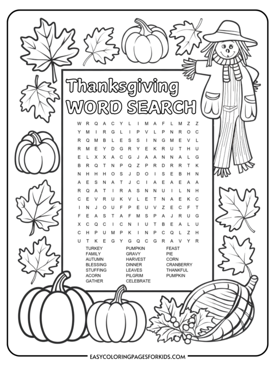 Free Printable Thanksgiving Word Search (2 Free PDF Pages)